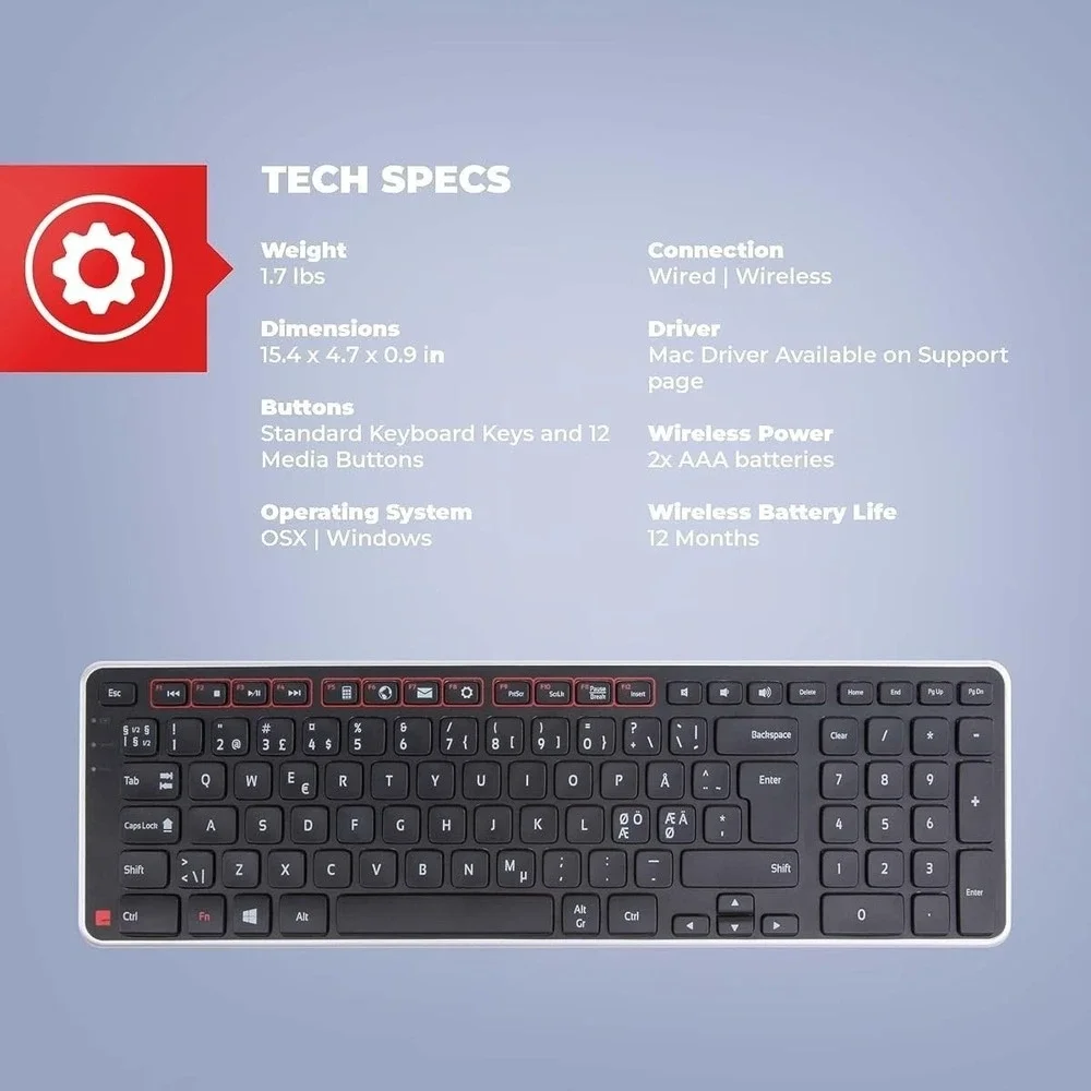 Contour Design Contour Balance Wireless Keyboard Black (BALANCE) BALANCE-US